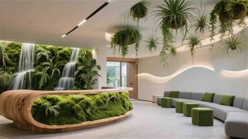 綠植呼吸幕墻與光影協(xié)作生態(tài)，合肥2000平辦公室裝修設(shè)計(jì)效果圖