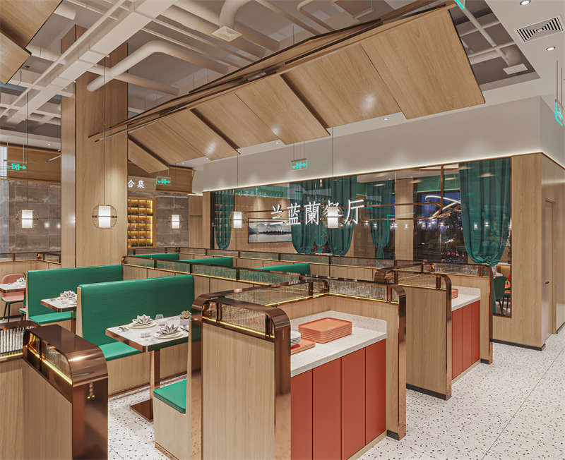 合肥蘭藍(lán)蘭餐廳裝修設(shè)計效果 - 安徽徽菜館設(shè)計